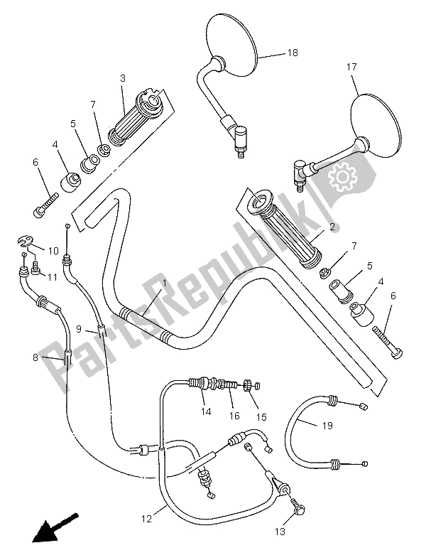 Alle onderdelen voor de Stuurhendel En Kabel van de Yamaha XV 250 S Virago 1997