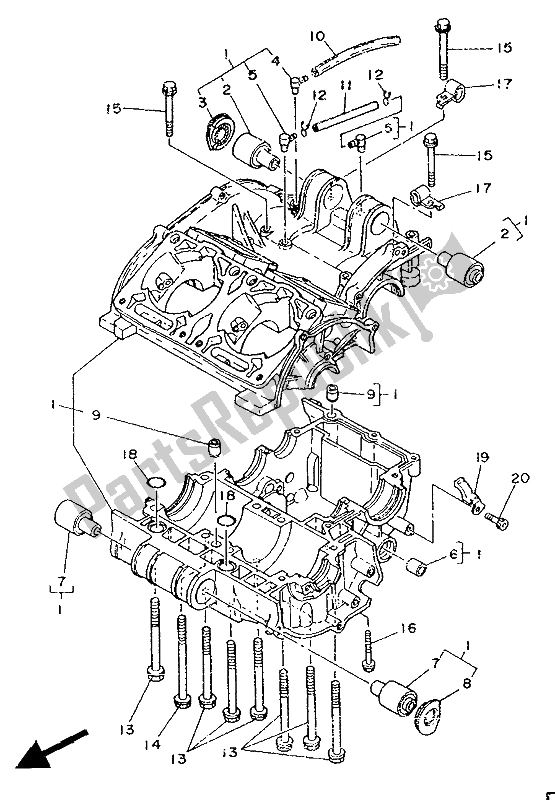 Todas as partes de Bloco Do Motor do Yamaha TZR 250 1988