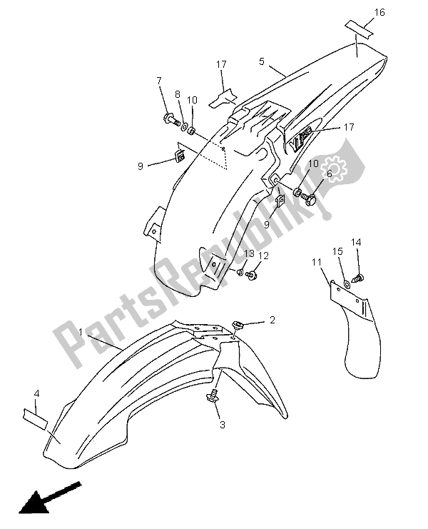 Todas las partes para Defensa de Yamaha YZ 250 1999