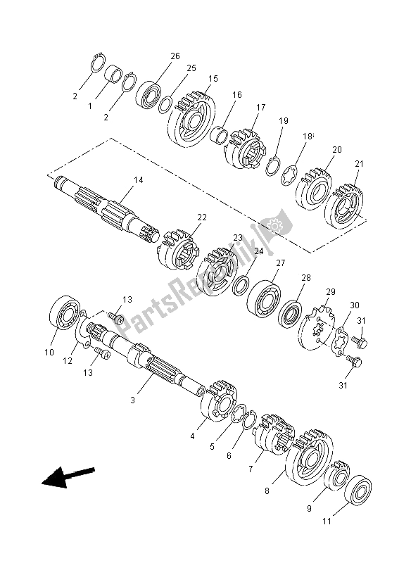 All parts for the Transmission of the Yamaha YZF R 125 2008