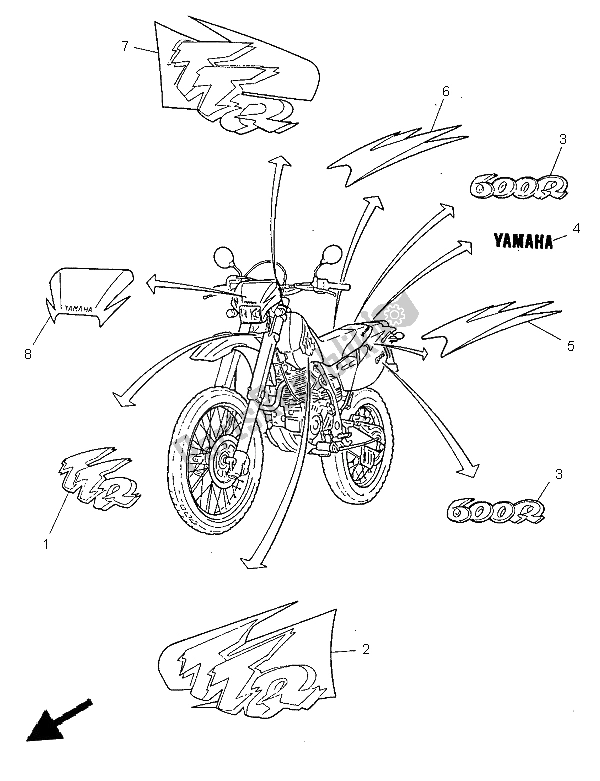 Todas las partes para Emblemas de Yamaha TT 600R 1997