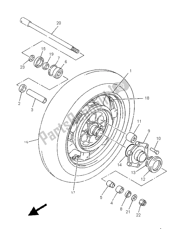 All parts for the Rear Wheel of the Yamaha XVZ 1300A Royalstar 1997