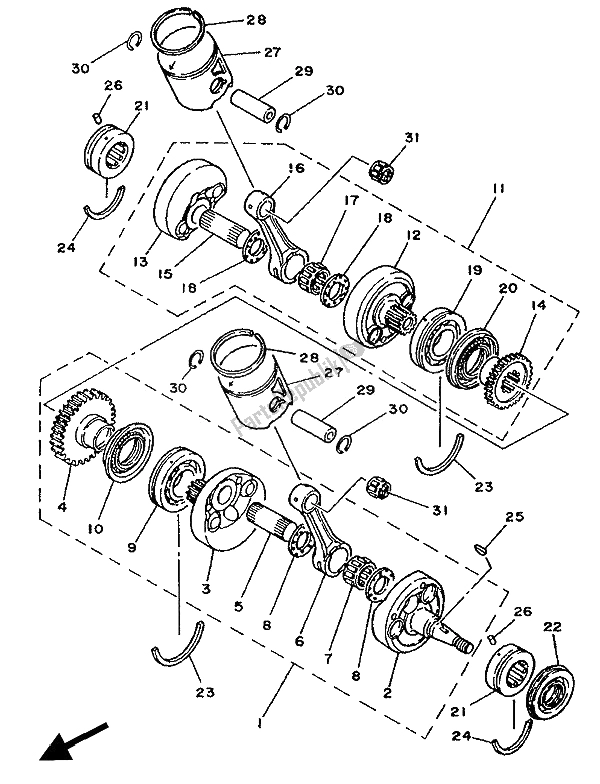 Toutes les pièces pour le Vilebrequin Et Piston du Yamaha TZ 250 1990