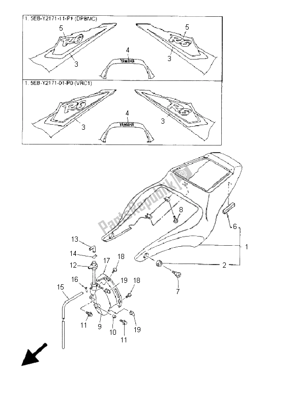 Tutte le parti per il Coperchio Laterale del Yamaha YZF R6 600 2001