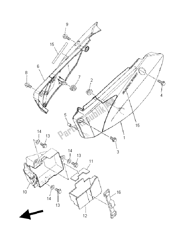 All parts for the Side Cover of the Yamaha TT R 110E 2011