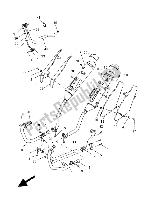 Toutes les pièces pour le échappement du Yamaha XT 660X 2014