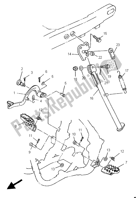 All parts for the Stand & Footrest of the Yamaha WR 250Z 1996