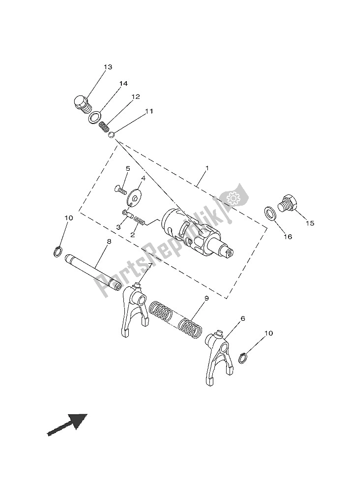 Wszystkie części do Krzywka Zmiany Biegów I Widelec Yamaha YXC 700E 2016