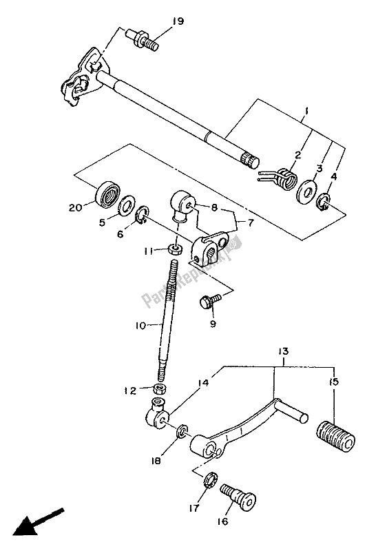 All parts for the Shift Shaft of the Yamaha TDM 850 1994