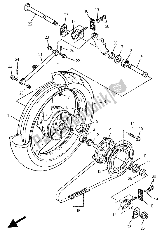 Wszystkie części do Tylne Ko? O Yamaha YZF 600R Thundercat 1997