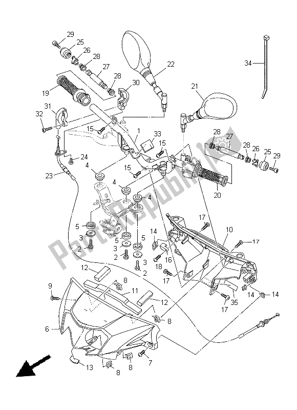 All parts for the Steering Handle & Cable of the Yamaha T 135 FI Crypton X 2014