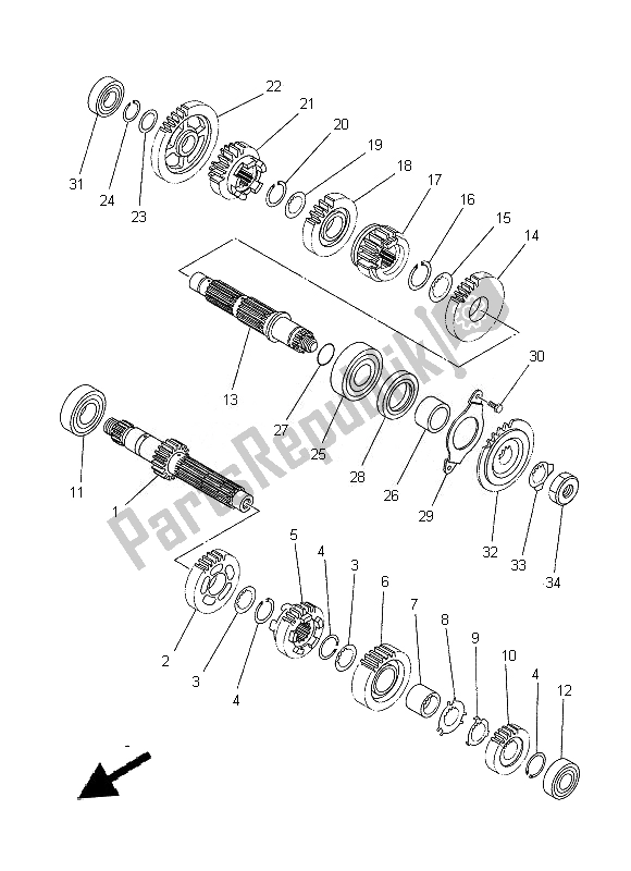 All parts for the Transmission of the Yamaha XT 660R 2014