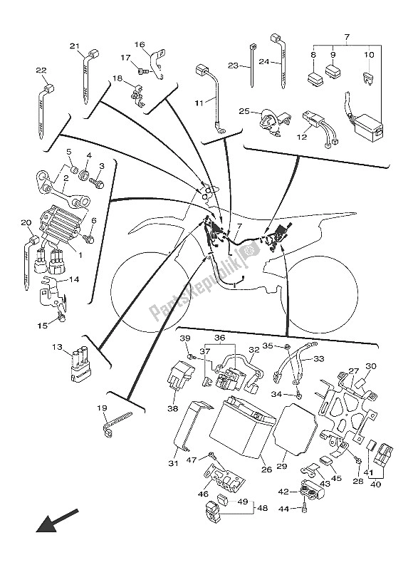 All parts for the Electrical 2 of the Yamaha YZ 450 FX 2016