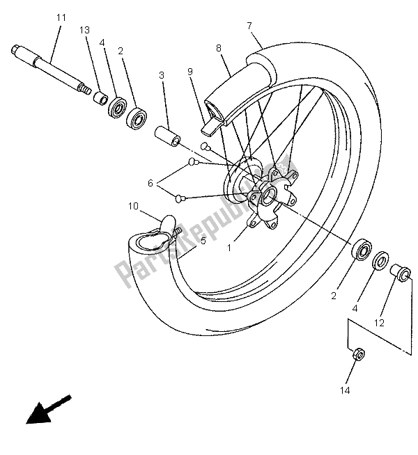 Tutte le parti per il Ruota Anteriore del Yamaha YZ 250 1998