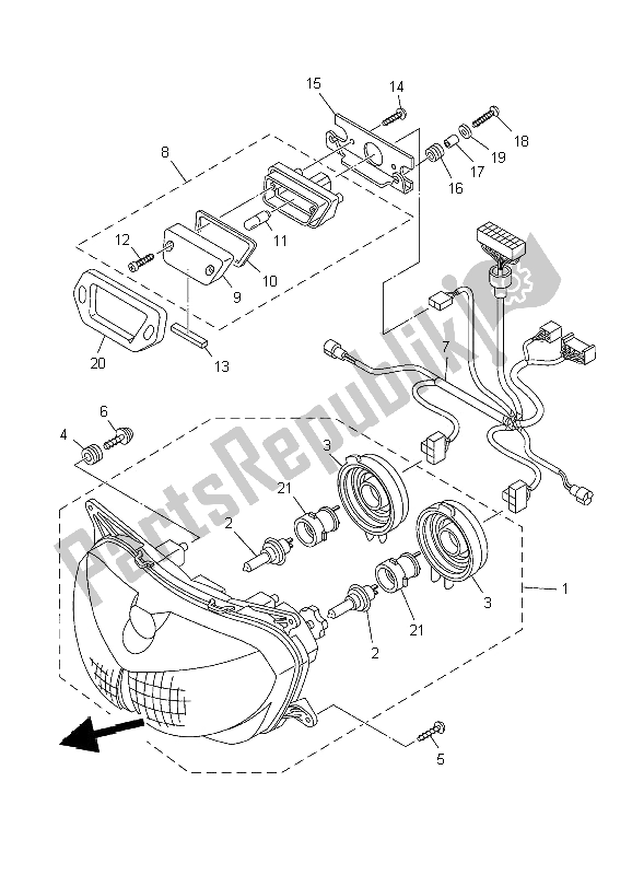 Todas as partes de Farol do Yamaha TDM 900 2002