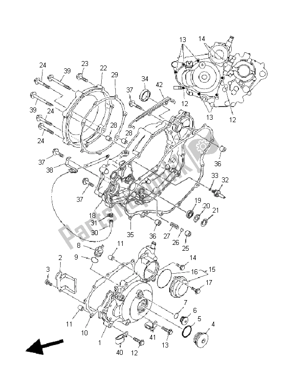 Alle onderdelen voor de Carterdeksel 1 van de Yamaha YFZ 450 SE 2008