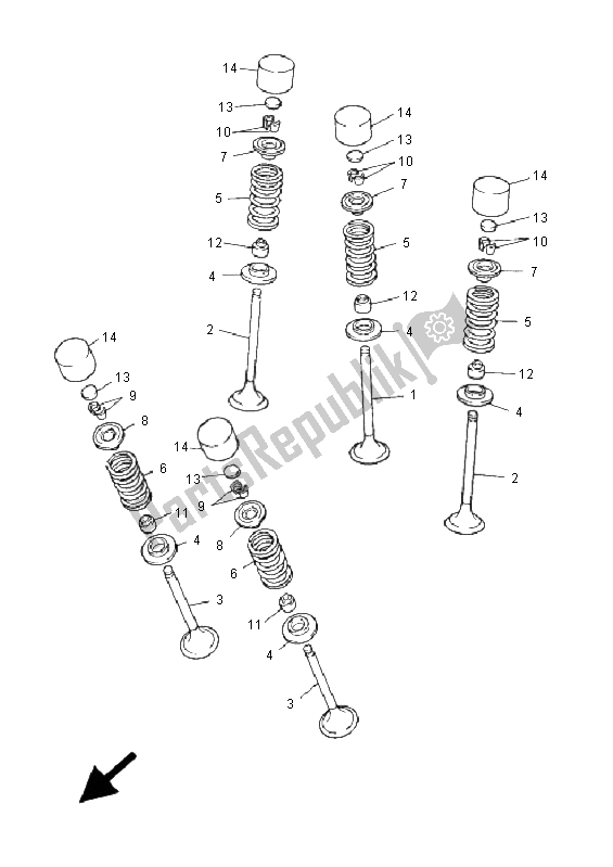 All parts for the Valve of the Yamaha YFZ 450 2009