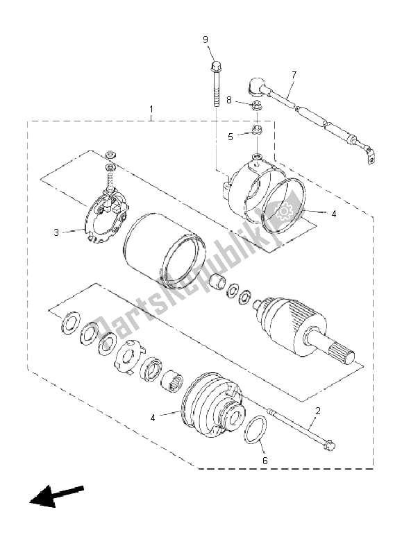 All parts for the Starting Motor of the Yamaha XJ6 FA 600 2011