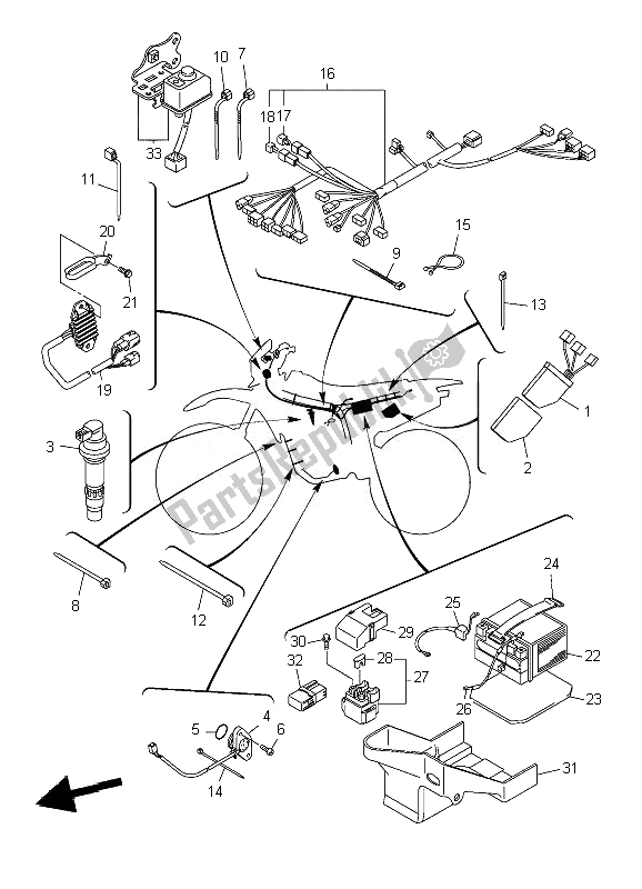 All parts for the Electrical 1 of the Yamaha WR 250F 2007