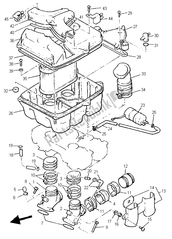 All parts for the Intake of the Yamaha V MAX 12 1200 1997