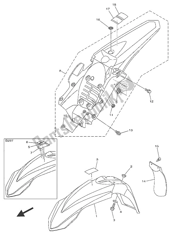 All parts for the Fender of the Yamaha YZ 250 FX 2016