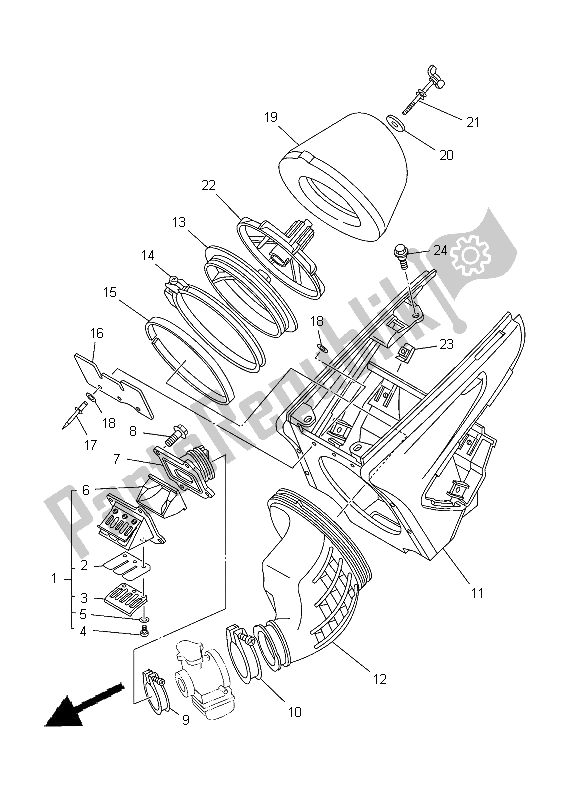 All parts for the Intake of the Yamaha YZ 125 2012