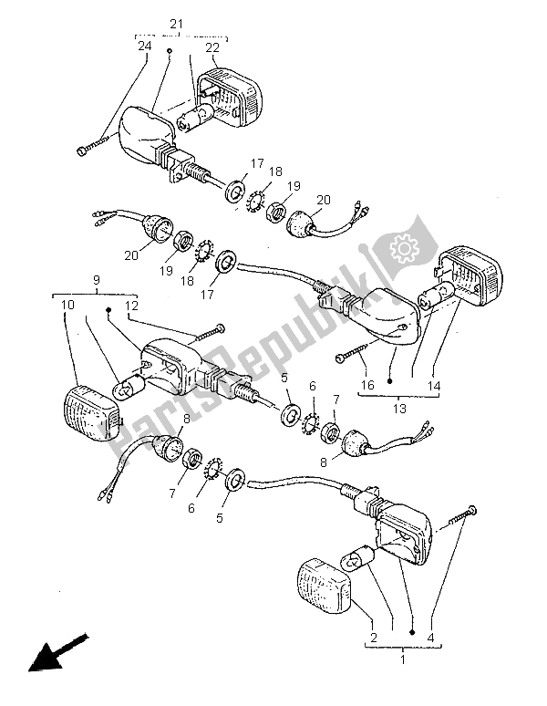 Tutte le parti per il Luce Lampeggiante del Yamaha SZR 660 1997