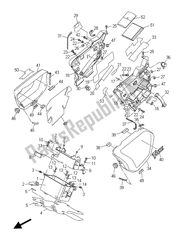 All parts for the Side Cover 2 of the Yamaha VMX 17 1700 2015