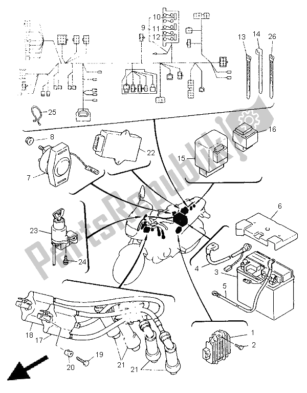 Toutes les pièces pour le électrique 1 du Yamaha XJ 600N 1996