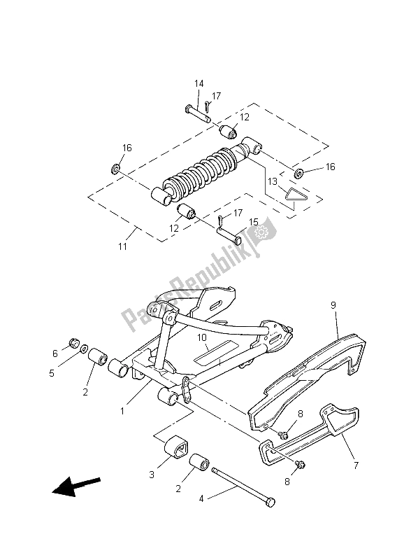 All parts for the Rear Arm & Suspension of the Yamaha PW 80 2006