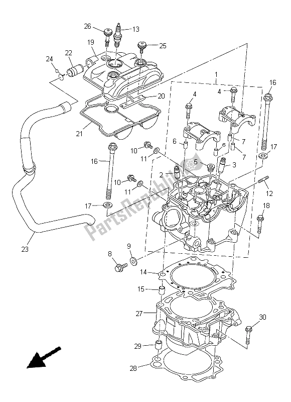 Alle onderdelen voor de Cilinder van de Yamaha YZ 450F 2015