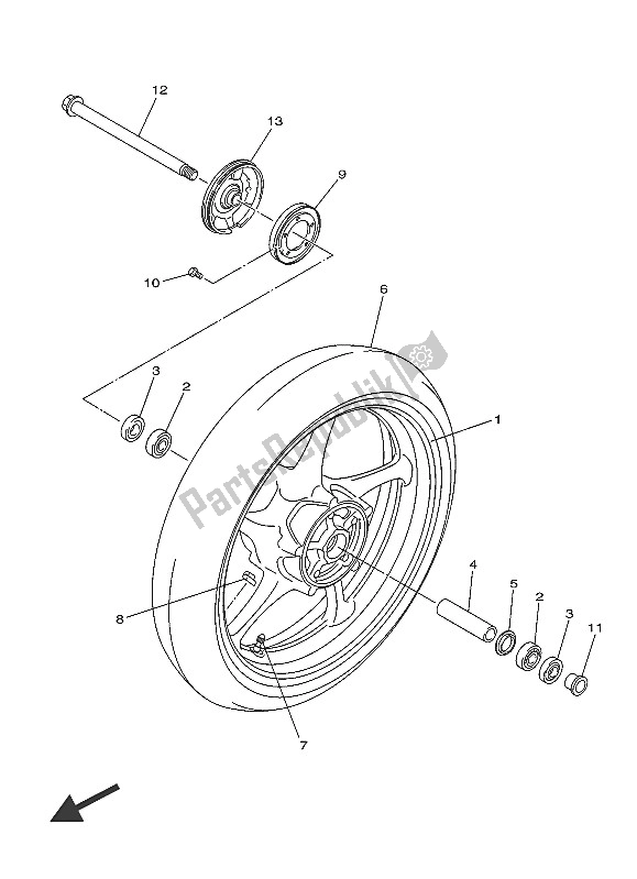 Tutte le parti per il Ruota Anteriore del Yamaha XJ6 SA 600 2016