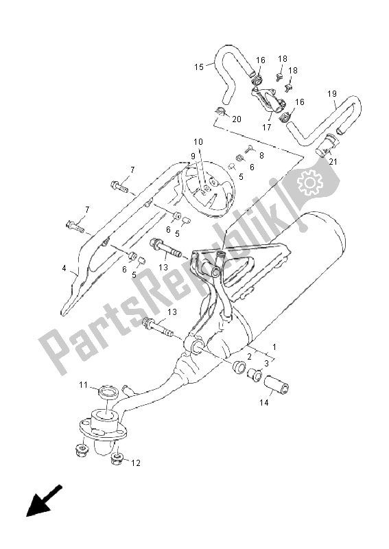 All parts for the Exhaust of the Yamaha YN 50F 4T Neos 2009