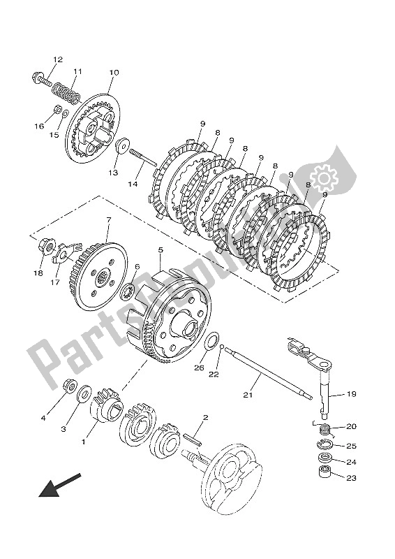 All parts for the Clutch of the Yamaha MT 125A 2016