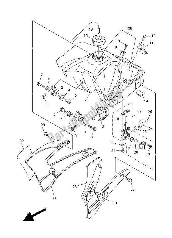 Toutes les pièces pour le Réservoir D'essence du Yamaha TT R 125 SW 2000