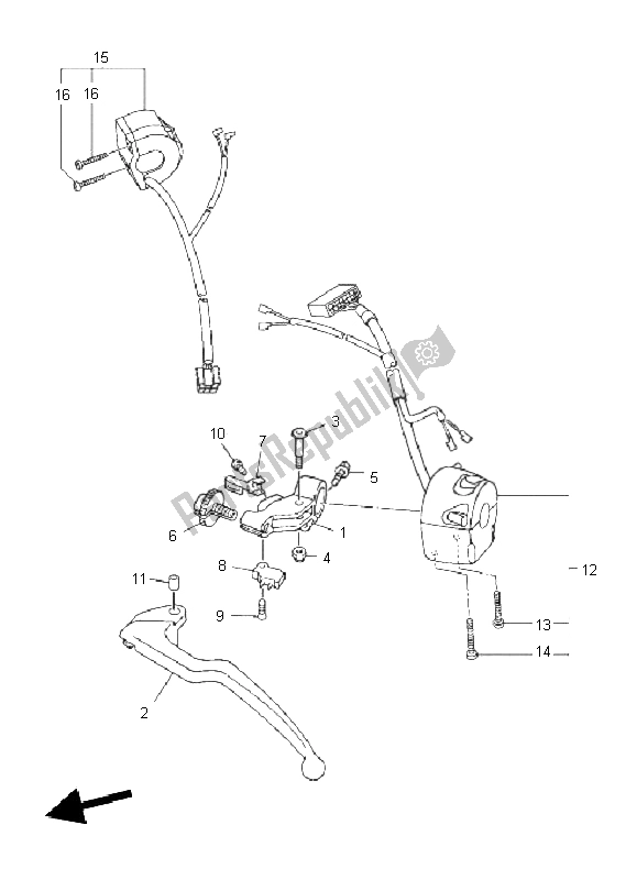 All parts for the Handle Switch & Lever of the Yamaha FZ1 SA Fazer 1000 2011
