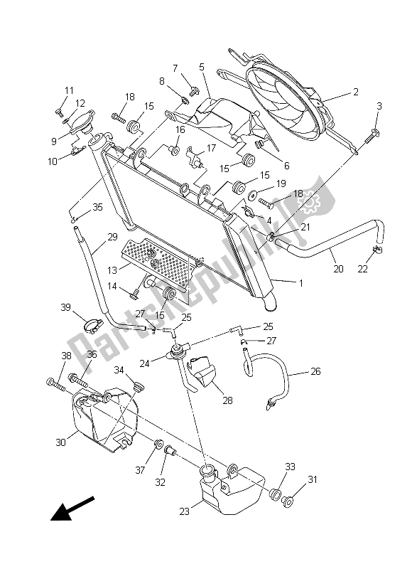 Alle onderdelen voor de Radiator Slang van de Yamaha MT 09 900 2015