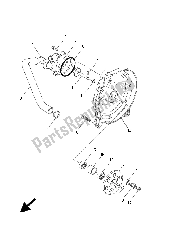 All parts for the Water Pump of the Yamaha YQ 50L Aerox Race Replica 2006