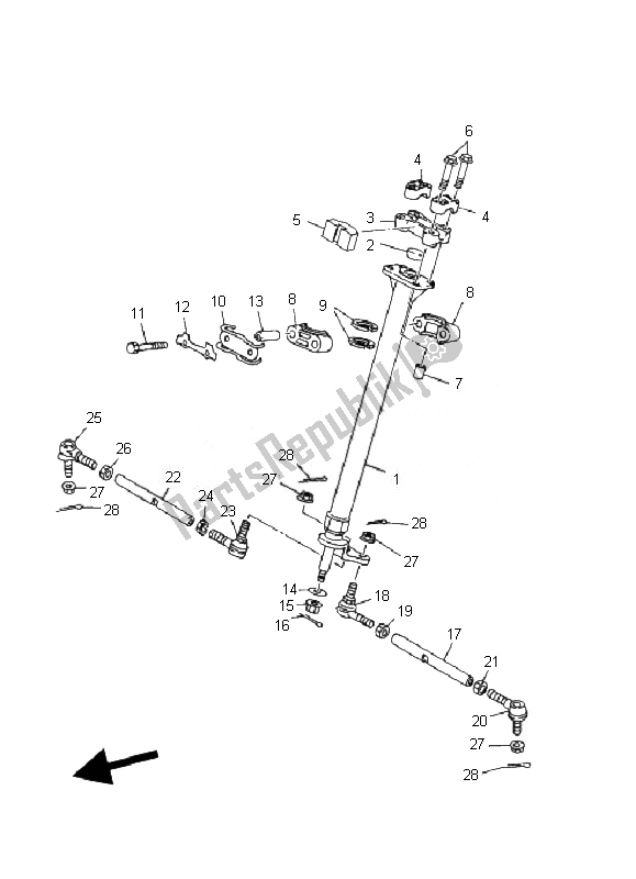 All parts for the Steering of the Yamaha YFM 80R 2007