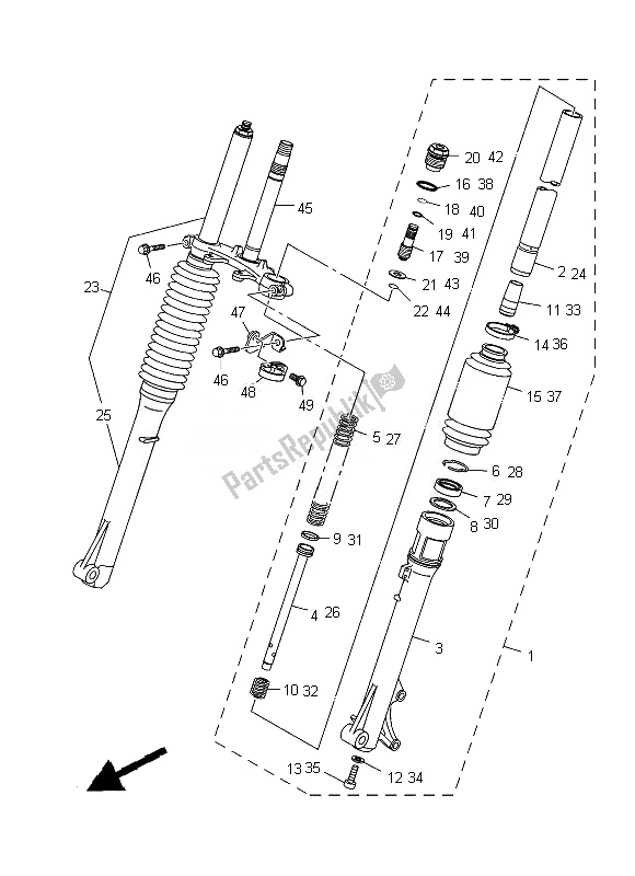 All parts for the Front Fork of the Yamaha TT R 125 LWE 2013