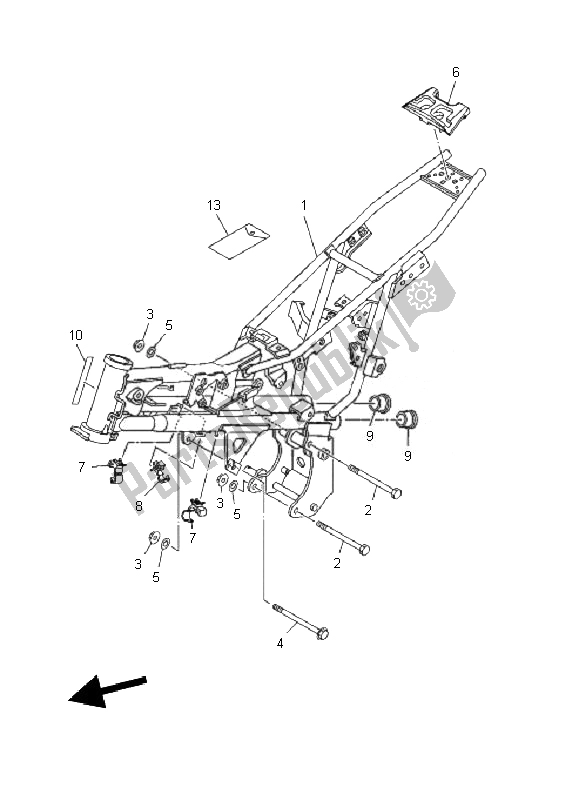 Tutte le parti per il Telaio del Yamaha TT R 110E 2010