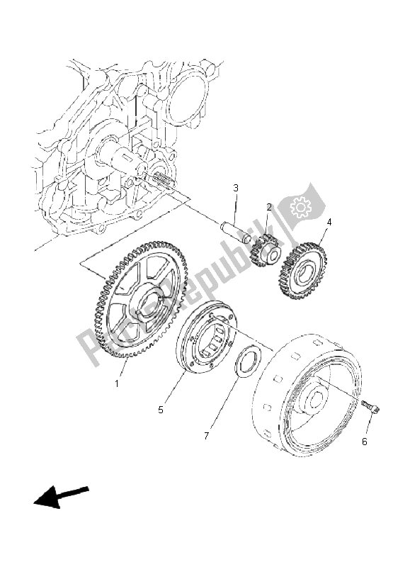 All parts for the Starter Clutch of the Yamaha TDM 900A 2008