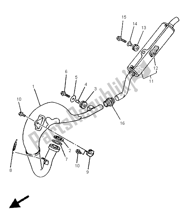 All parts for the Exhaust of the Yamaha YZ 80 LW 1996