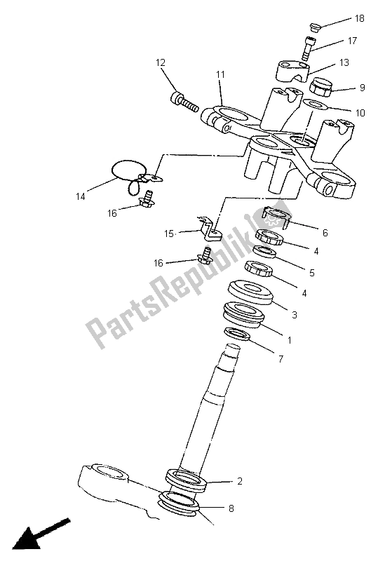 All parts for the Steering of the Yamaha TDM 850 1998