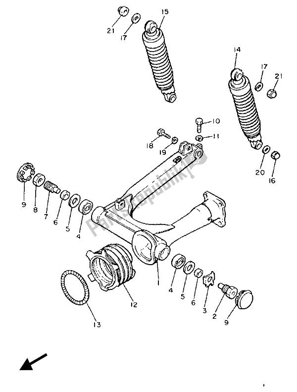 Toutes les pièces pour le Bras Arrière Et Suspension du Yamaha XJ 900F 1987