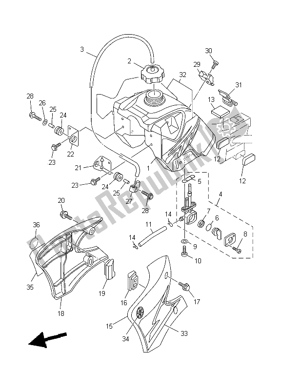 All parts for the Fuel Tank of the Yamaha TT R 90E 2004
