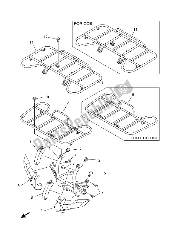 All parts for the Guard of the Yamaha YFM 450 FGD IRS Grizzly 4X4 2013