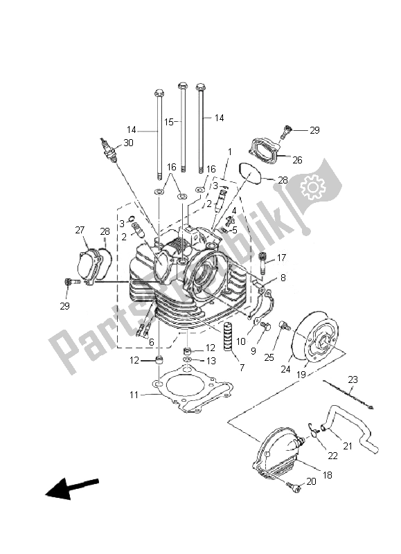 All parts for the Cylinder Head of the Yamaha YFM 350F Grizzly 2X4 2007