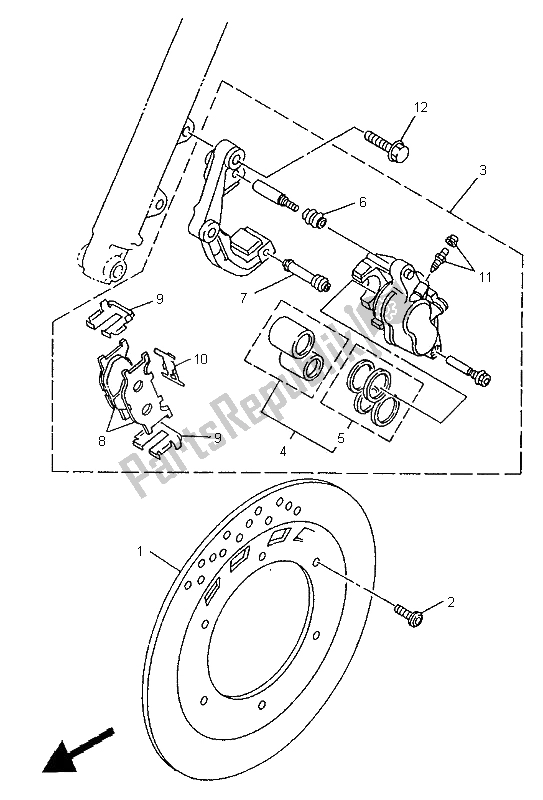 All parts for the Front Brake Caliper of the Yamaha XV 250 Virago 1996