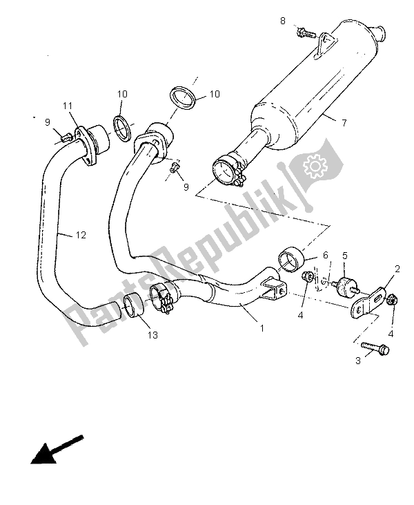 Tutte le parti per il Scarico del Yamaha SZR 660 1995